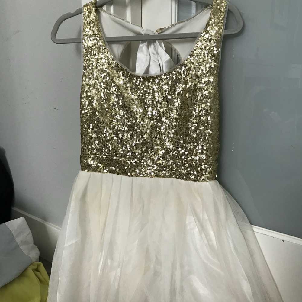 Gold and white homecoming dress